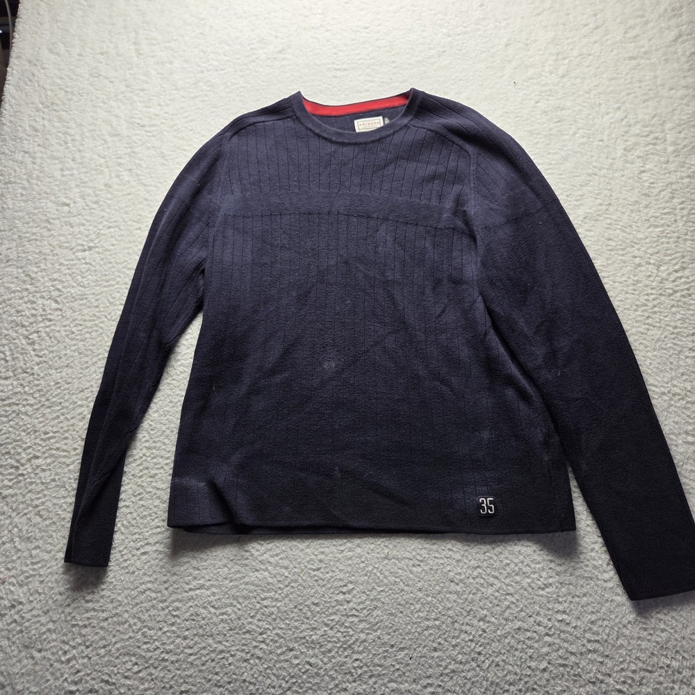 Arizona Jean Company Sweater Mens XL Blue Tight Knit Crewneck Pullover 35 Logo
